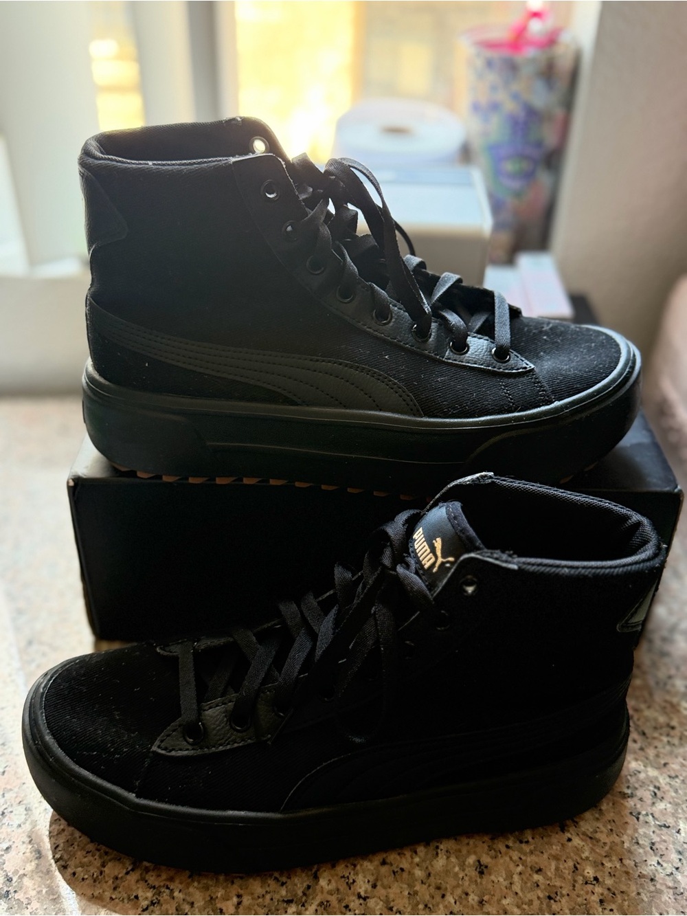 Puma Women's Black High-Top Lace-Up Platform Boots